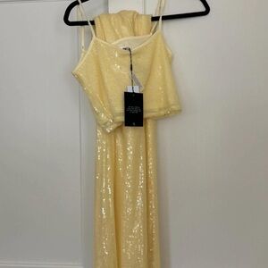 Ibiza summer vibes 4th Reckless yellow sequins 2 piece set women’s small